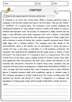 Vorschau - Arbeitsblätter - Composer Jobs Englisch Leseverstehen mit Richtig-Falsch-, Multiple-Choice- und Offenen Fragen (Englisch Arbeitsblatt) - Seite 1