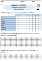 Vorschau - Arbeitsblätter - Stellenwerttafel bis zur Millionen und Milliarde - Deckblatt