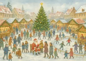 Vorschau - Arbeitsblätter - Wimmelbild Weihnachtsmarkt/Weihnachten mit Differenzierung/Suchaufträgen - Seite 1