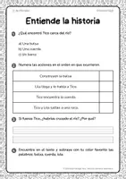 Vista previa - Hojas de trabajo - Texto con actividades de comprensión para de 1º de Primaria - página 2