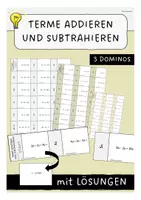 Vorschau - Aufgabenkarten - Terme addieren und subtrahieren - Domino mit Lösungen - Deckblatt