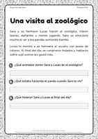 Vista previa - Hojas de trabajo - Lectura comprensiva para 2º de Primaria: Texto y ejercicios - página 1