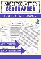 Vorschau - Arbeitsblätter - Geographer Jobs Englisch Leseverstehen mit Richtig-Falsch-, Multiple-Choice- und Offenen Fragen (Englisch Arbeitsblatt) - Deckblatt