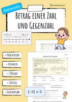 Vorschau - Arbeitsblätter - Betrag einer Zahl und Gegenzahl - NEGATIVE ZAHLEN - Deckblatt