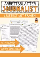 Vorschau - Arbeitsblätter - Journalist Jobs Englisch Leseverstehen mit Richtig-Falsch-, Multiple-Choice- und Offenen Fragen (Englisch Arbeitsblatt) - Deckblatt