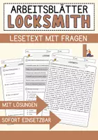 Vorschau - Arbeitsblätter - Locksmith Jobs Englisch Leseverstehen mit Richtig-Falsch-, Multiple-Choice- und Offenen Fragen (Englisch Arbeitsblatt) - Deckblatt