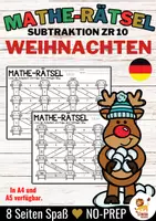 Vorschau - Arbeitsblätter - Mathe-Rätsel Maze Labyrinth - Subtraktion ZR 10 (Weihnachten) - Deckblatt
