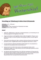 Vorschau - Stundenentwürfe - Igel Winni hält Winterschlaf / Erzähltheater / Kamishibai / Einstieg / Igeljahr - Seite 1