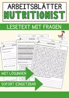 Vorschau - Arbeitsblätter - Nutritionist Jobs Englisch Leseverstehen mit Richtig-Falsch-, Multiple-Choice- und Offenen Fragen (Englisch Arbeitsblatt) - Deckblatt