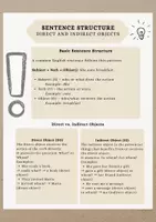 Vorschau - Arbeitsblätter - Sentence Structure: Direct / Indirect Objects + Adverbs (A2/B1) - Deckblatt