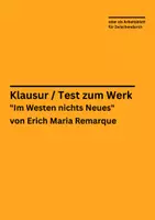 Vorschau - Arbeitsblätter - Klassenarbeit / Arbeitsblatt zu "Im Westen nichts Neues" von Erich Maria Remarque - Deckblatt