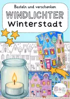 Vorschau - Mal- und Bastelvorlagen - Winterliche Windlichter basteln - Winterstadt - Deckblatt