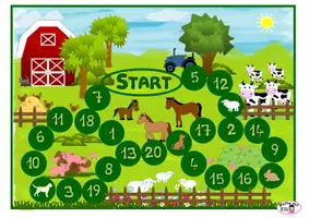 Vorschau - Spiele - Spielplan "Farm" für 20 beliebige Aufgaben - Deckblatt