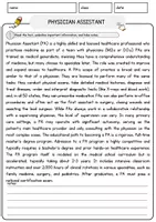 Vorschau - Arbeitsblätter - Physician Assistant Jobs Englisch Leseverstehen mit Richtig-Falsch-, Multiple-Choice- und Offenen Fragen (Englisch Arbeitsblatt) - Seite 1