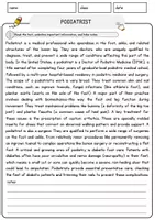 Vorschau - Arbeitsblätter - Podiatrist Jobs Englisch Leseverstehen mit Richtig-Falsch-, Multiple-Choice- und Offenen Fragen (Englisch Arbeitsblatt) - Seite 1