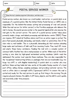 Vorschau - Arbeitsblätter - Postal Service Worker Jobs Englisch Leseverstehen mit Richtig-Falsch-, Multiple-Choice- und Offenen Fragen (Englisch Arbeitsblatt) - Seite 1