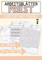 Vorschau - Arbeitsblätter - Priest Jobs Englisch Leseverstehen mit Richtig-Falsch-, Multiple-Choice- und Offenen Fragen (Englisch Arbeitsblatt) - Deckblatt