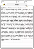 Vorschau - Arbeitsblätter - Priest Jobs Englisch Leseverstehen mit Richtig-Falsch-, Multiple-Choice- und Offenen Fragen (Englisch Arbeitsblatt) - Seite 1