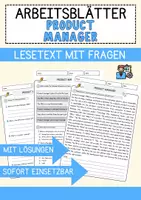 Vorschau - Arbeitsblätter - Product Manager Jobs Englisch Leseverstehen mit Richtig-Falsch-, Multiple-Choice- und Offenen Fragen (Englisch Arbeitsblatt) - Deckblatt