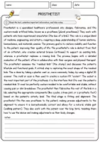 Vorschau - Arbeitsblätter - Prosthetist Jobs Englisch Leseverstehen mit Richtig-Falsch-, Multiple-Choice- und Offenen Fragen (Englisch Arbeitsblatt) - Seite 1