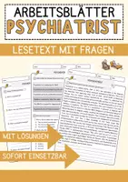 Vorschau - Arbeitsblätter - Psychiatrist Jobs Englisch Leseverstehen mit Richtig-Falsch-, Multiple-Choice- und Offenen Fragen (Englisch Arbeitsblatt) - Deckblatt