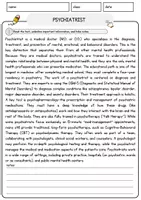 Vorschau - Arbeitsblätter - Psychiatrist Jobs Englisch Leseverstehen mit Richtig-Falsch-, Multiple-Choice- und Offenen Fragen (Englisch Arbeitsblatt) - Seite 1