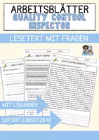 Vorschau - Arbeitsblätter - Quality Control Inspector Jobs Englisch Leseverstehen mit Richtig-Falsch-, Multiple-Choice- und Offenen Fragen (Englisch Arbeitsblatt) - Deckblatt