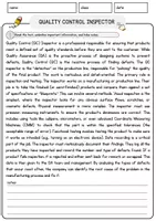 Vorschau - Arbeitsblätter - Quality Control Inspector Jobs Englisch Leseverstehen mit Richtig-Falsch-, Multiple-Choice- und Offenen Fragen (Englisch Arbeitsblatt) - Seite 1