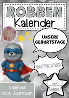 Vorschau - Anderer Materialtyp - Robbenklasse Geburtstagskalender im Superheldenstil - Deckblatt