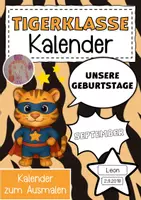 Vorschau - Anderer Materialtyp - Tigerklasse Geburtstagskalender im Superheldenstil - Deckblatt