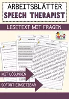 Vorschau - Arbeitsblätter - Speech Therapist Jobs Englisch Leseverstehen mit Richtig-Falsch-, Multiple-Choice- und Offenen Fragen (Englisch Arbeitsblatt) - Deckblatt
