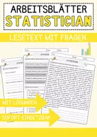Vorschau - Arbeitsblätter - Statistician Jobs Englisch Leseverstehen mit Richtig-Falsch-, Multiple-Choice- und Offenen Fragen (Englisch Arbeitsblatt) - Deckblatt