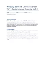 Vorschau - Klassenarbeiten - Wolfgang Borchert: Draußen vor der Tür – Deutschklausur SEK II mit ausführlichem Erwartungshorizont - Deckblatt