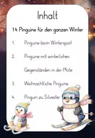 Vorschau - Mal- und Bastelvorlagen - Fensterbilder Winter & Weihnachten – Süße Pinguine im Winterzauber - Seite 1