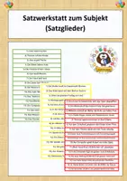 Vorschau - Stationenlernen - Satzwerkstatt Subjekt (3-fach differenziert) Satzglieder - Deckblatt