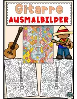 Vorschau - Mal- und Bastelvorlagen - Kinderfreundliche Pop Art Gitarren Ausmalvorlagen - Deckblatt