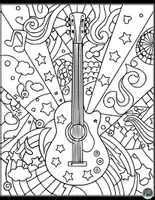 Vorschau - Mal- und Bastelvorlagen - Kinderfreundliche Pop Art Gitarren Ausmalvorlagen - Seite 2
