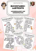 Vorschau - Arbeitsblätter - Buchstabenlabyrinth A–Z – Labyrinthe in Buchstabenform! - Deckblatt