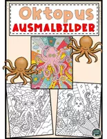 Vorschau - Mal- und Bastelvorlagen - Kinderfreundliche Oktopus Ausmalvorlagen - Deckblatt