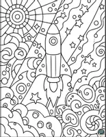 Vorschau - Arbeitsblätter - Kreative Pop Art Raumschiff Ausmalbilder, Lesen und Malen Materialpaket - Seite 2