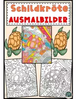 Vorschau - Mal- und Bastelvorlagen - Kinder Malvorlagen: Pop Art Schildkröten Ausmalspaß - Deckblatt