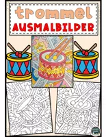 Vorschau - Mal- und Bastelvorlagen - Trommeln zum Ausmalen – Lustige Musikmotive - Deckblatt