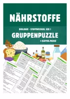 Vorschau - Stundenentwürfe - Gruppenpuzzle Nährstoffe (Kohlenhydate, Proteine, Fette & Mikronährstoffe) - Deckblatt