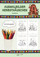 Vorschau - Arbeitsblätter - Ausmalbilder Herbsthäuschen - 4x Motive (Kunstunterricht) - Deckblatt