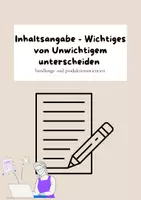 Vorschau - Arbeitsblätter - Inhaltsangabe - Wichtiges von Unwichtigen unterscheiden - Deckblatt