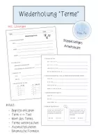 Vorschau - Arbeitsblätter - Wiederholung Terme - Arbeitsblatt - Deckblatt