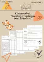Vorschau - Test - Sachtexte verstehen Clownfische - Deckblatt