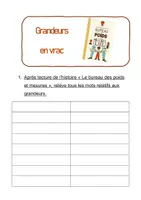 Aperçu - Feuilles d'exercices - Le bureau des poids et mesures - Grandeurs en vrac - Page 1