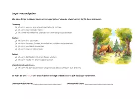 Vorschau - Aufgabenkarten - Lagerhausaufgaben - zur Vorbereitung der Kinder auf das Klassenlager - Seite 1