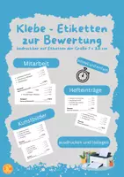 Vorschau - Lehrpläne/Lehrermaterial - Bewertung mit Klebe - Etiketten für Hefteintrag oder Kunstbilder - Deckblatt